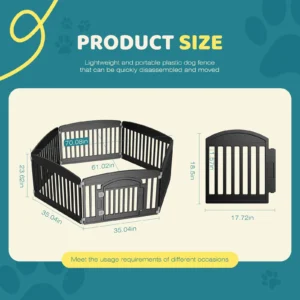 Folding Plastic Playpen 6 Panel 24IN Expandable Durable for Medium Dogs